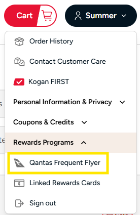 How to link your Qantas FF number to your Kogan.com account