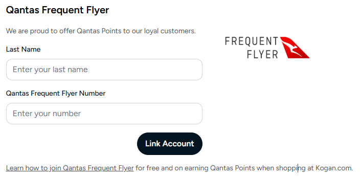 How to link your Qantas FF number to your Kogan.com account